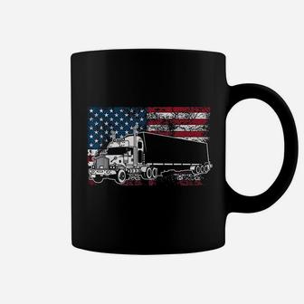 Funny Truck Driver American Flag 4Th Of July Trucker Gift Coffee Mug | Crazezy