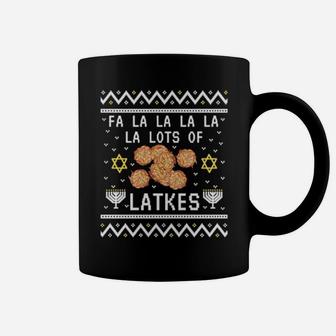 Funny Ugly Hanukkah Design Fa La La Lots Of Latkes Coffee Mug - Monsterry
