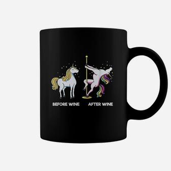 Funny Unicorn Before Wine After Wine Design Dancing Pole Coffee Mug | Crazezy UK