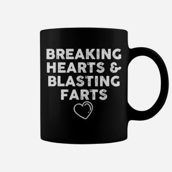 Funny Valentine's Day Breaking Hearts And Blasting Farts Coffee Mug - Monsterry