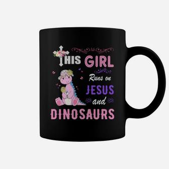 Funny Watercolor Girl Run On Jesus And Dinosaurs Coffee Mug - Monsterry