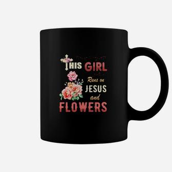 Funny Watercolor Girl Run On Jesus And Flowers Coffee Mug - Monsterry
