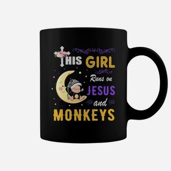 Funny Watercolor Girl Run On Jesus And Monkeys Coffee Mug - Monsterry