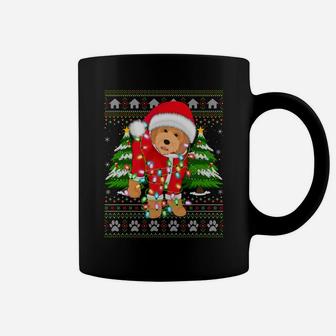 Funny Xmas Lighting Ugly Santa Goldendoodle Christmas Sweatshirt Coffee Mug | Crazezy