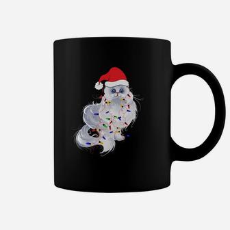 Funny Xmas Persian Cat Christmas Lights Santa Claus Hat Gift Sweatshirt Coffee Mug | Crazezy