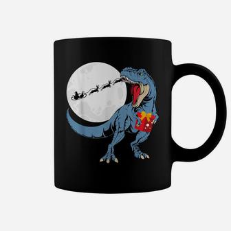 Funny Xmas Santa Claus Christmas Dinosaur T-Rex Pajama Boys Coffee Mug | Crazezy