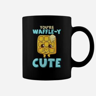Funny You're Waffle-Y Cute Adorable Waffle Breakfast Pun Coffee Mug | Crazezy