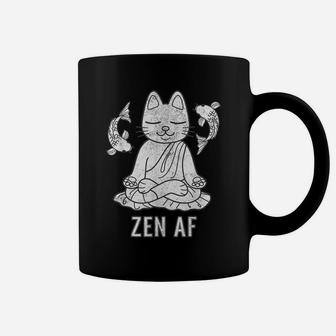 Funny Zen Af Cat In Yoga Pose Distressed Men Women Gift Coffee Mug | Crazezy UK