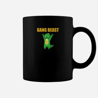 Gang Beast Lustiges Cartoon-Monster Grafik-Tassen in Schwarz, Witziges Design - Seseable