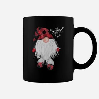 Garden Gnome Merry Christmas Red Buffalo Plaid Pajama Coffee Mug | Crazezy