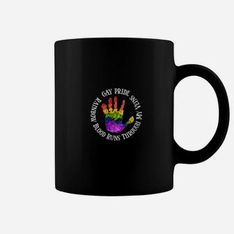 Gay Pride Rainbow Blood Runs Through My Vein Lgbtq Coffee Mug - Monsterry AU
