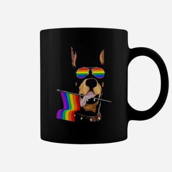Gay Pride Rainbow Flag Doberman Lgbt Pride Gifts Coffee Mug - Monsterry UK