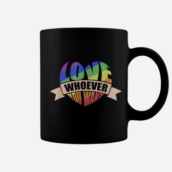 Gay Pride Rainbow Flag Lgbt Community Love Who You Want Coffee Mug - Monsterry