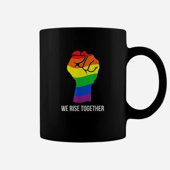 Gay Pride Rainbow Flag Lgbtq We Rise Together Cool Lgbt Gift Coffee Mug | Crazezy AU