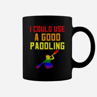 Gay Pride Stuff Lgbtq Rainbow Kayak I Need A Good Paddling Coffee Mug - Monsterry