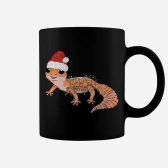 Gecko In Christmas Lights And Santa Hat Funny Gecko Graphic Coffee Mug | Crazezy UK