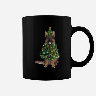German Shepherd Christmas Tree Lights Shirt Funny Gift Xmas Sweatshirt Coffee Mug | Crazezy