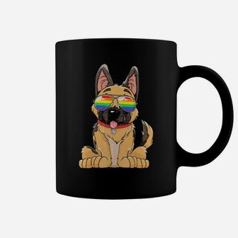 German Shepherd Gay Pride Flag Sunglasses Lgbt Puppy Coffee Mug - Monsterry UK