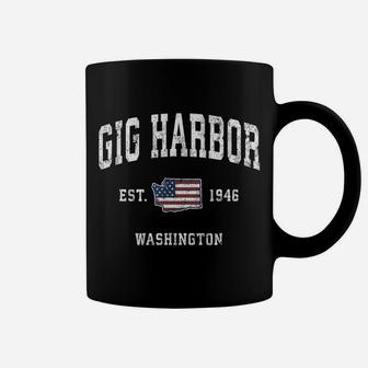Gig Harbor Washington Wa Vintage American Flag Sports Design Coffee Mug | Crazezy