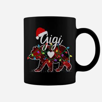 Gigi Bear Christmas Red Buffalo Plaid With Santa Hat Lights Coffee Mug | Crazezy