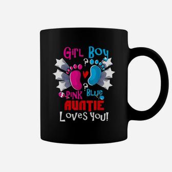 Girl Boy Pink Blue Auntie Loves You Gender Reveal Party Coffee Mug - Monsterry DE