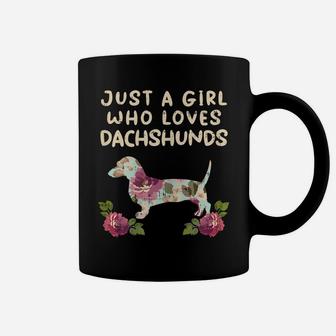 Girl Loves Dachshunds Flower Weiner Sausage Dog Animal Gift Coffee Mug | Crazezy UK