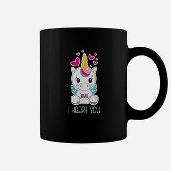Girls Cute Unicorn I Heart You Gift For Valentines Day Coffee Mug | Crazezy