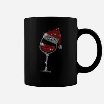 Glass Of Red Wine Santa Hat Christmas For Men Women Family Coffee Mug | Crazezy