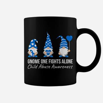 Gnome One Fights Alone Child Abuse Awareness Blue Ribbon Coffee Mug | Crazezy CA