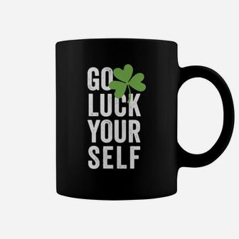 Go Luck Yourself Vintage Shamrock Irish St Pats Day Coffee Mug - Monsterry