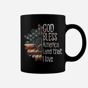 God Bless America Land That I Love Usa Flag Flower Patriotic Coffee Mug | Crazezy DE