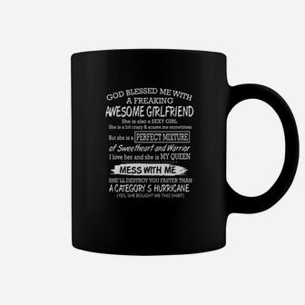 God Blessed Me With A Freaking Awesome Girlfriend Coffee Mug - Monsterry