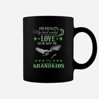 God Knew My Heart Needed Loved So He Sent Me My Grandkids St Patricks Day Coffee Mug - Monsterry