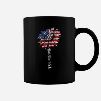 Gode Daisy American Flag God Bless Usa Patriotic Flower Coffee Mug | Crazezy