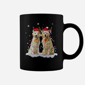 Golden Retriever Christmas Santa Hat Reindeer Lights Pajama Sweatshirt Coffee Mug | Crazezy AU