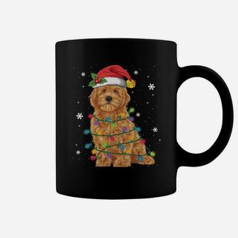 Goldendoodle Christmas Santa Hat Fairy Lights Pajama Gifts Sweatshirt Coffee Mug | Crazezy UK
