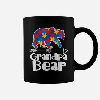 Grandpa Bear Puzzle Piece Autism Awareness Autistic Dad Coffee Mug - Monsterry CA