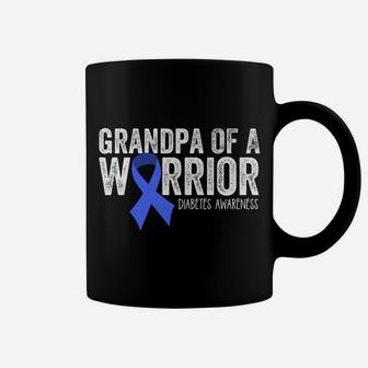 Grandpa Of A Warrior T1d Diabetic Blue Ribbon Support Gift Coffee Mug | Crazezy UK