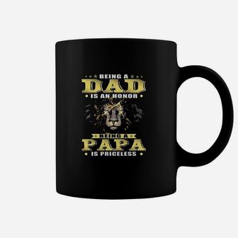 Graphic Being A Dad Is An Honor Being A Papa Is Priceless Crew Neck Coffee Mug | Crazezy AU