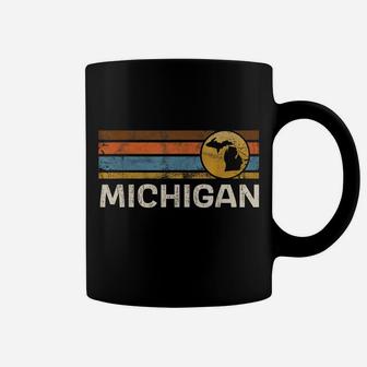 Graphic Tee Michigan Us State Map Vintage Retro Stripes Coffee Mug | Crazezy
