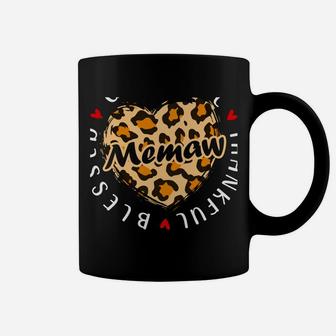 Grateful Thankful Blessed Memaw Leopard Heart Love Grandma Sweatshirt Coffee Mug | Crazezy