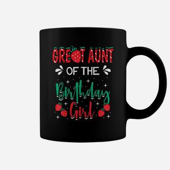 Great Aunt Of The Birthday Girl Strawberry Themed B-Day Coffee Mug | Crazezy