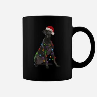 Great Dane Christmas Lights Xmas Dog Lover Santa Hat Coffee Mug | Crazezy CA