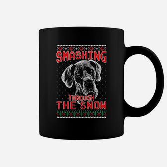 Great Dane Smashing Through The Snow Xmas Coffee Mug - Monsterry DE