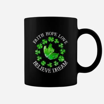 Green Butterfly Faith Hope Love Believe Dream Coffee Mug - Seseable