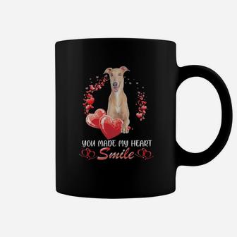 Greyhound Heart You Made My Heart Smile Valentines Day Coffee Mug - Monsterry