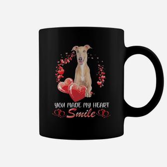 Greyhound Heart You Made My Heart Smile Valentines Day Coffee Mug - Monsterry