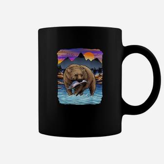 Grizzly Bear Catching Salmon Alaska Fishing Nature Lover Coffee Mug | Crazezy