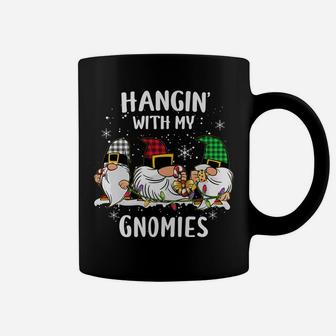 Hangin' With My Gnomies Three Gnomes Christmas Buffalo Plaid Coffee Mug | Crazezy