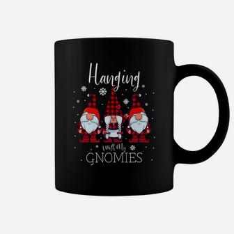 Hanging With My Gnomies Christmas Buffalo Plaid Garden Gnome Coffee Mug | Crazezy